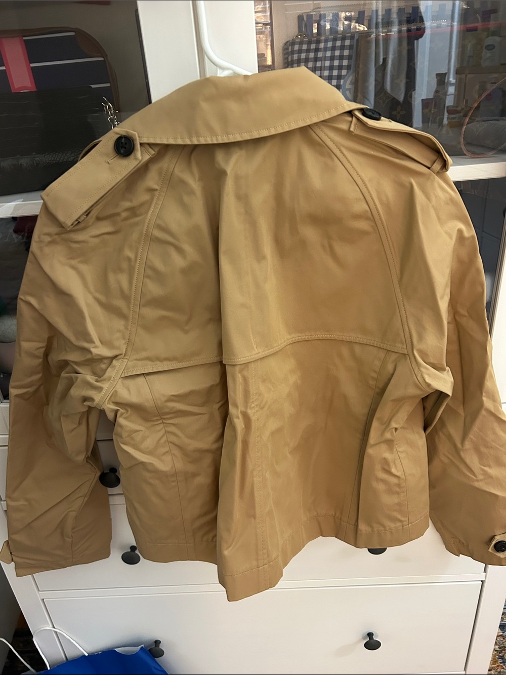 Vineyard Vines Cropped Camel Double-Breasted Trench Coat View 5